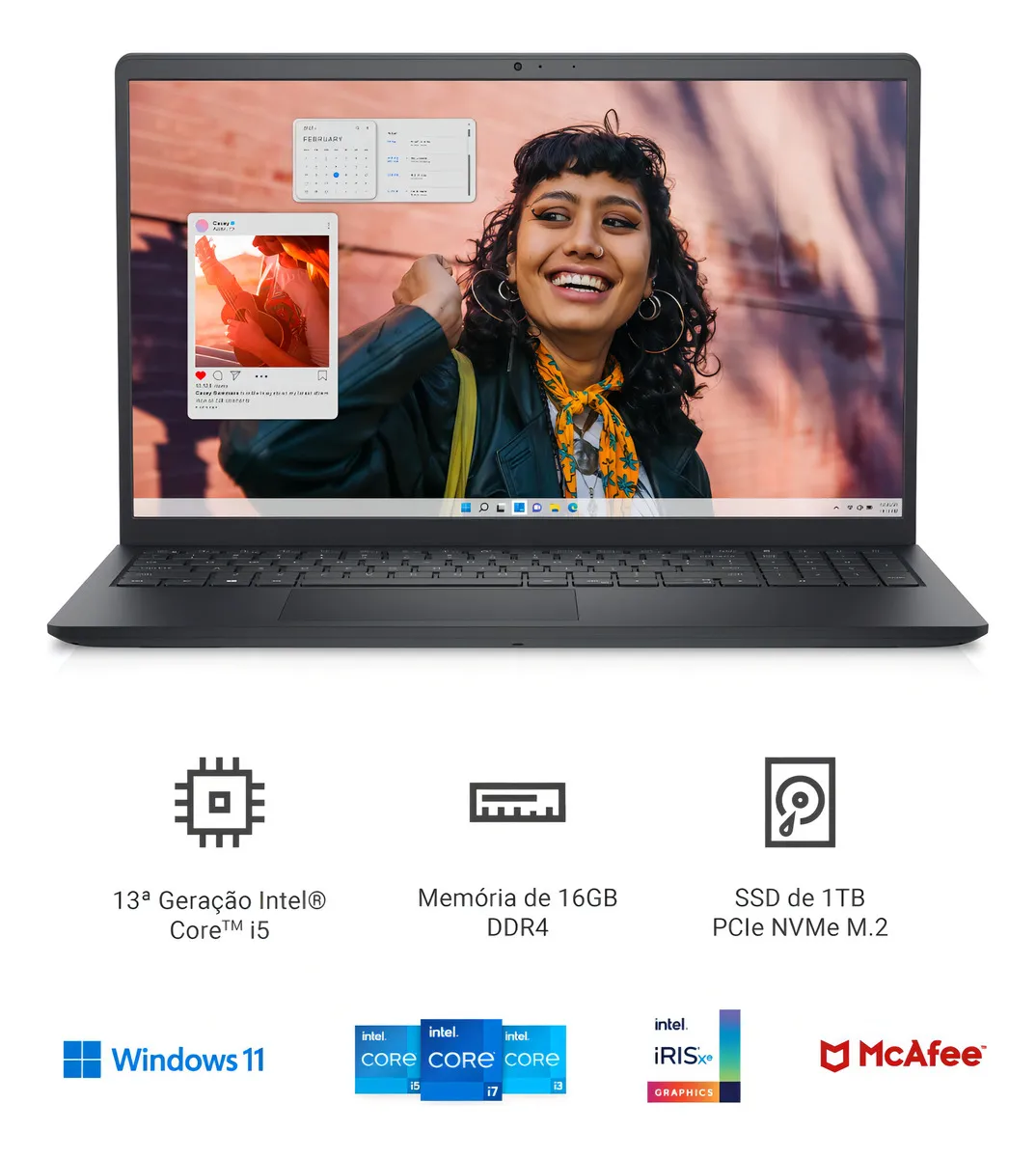 Notebook Dell Inspiron I15-i1300-a60p 15.6 I5 16gb 1tb W11 Preto - 4